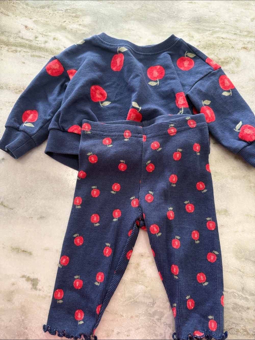 Carter's Navy Blue and Red Apple Print Kids Matching Set